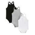 thumbnail image 1 of Douhoow 3 Pack Baby Girl Ribbed Rompers Summer Spaghetti Strap Back Cross Bodysuits 0-24 Months, 1 of 9