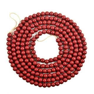 Red decorative wooden bead garland, Deco Azul