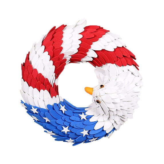 Douhoow American Eagle Wreath USA July 4th Wreath American Flag Wreath Front Door Wall Decoration
