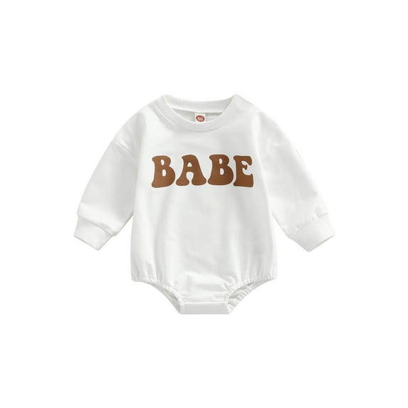 Douhoow Autumn Baby Bodysuits Boys Girls Cotton Letter Print Long Sleeve Pullover Bodysuits 0-18M