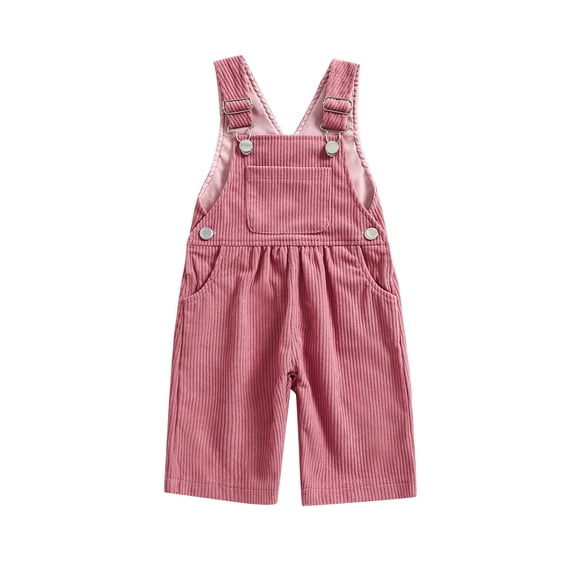 Douhoow Baby Boy Girl Overalls Summer Infant Suspender Pants Wide Leg Solid Color Corduroy Jumpsuits