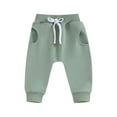 thumbnail image 1 of Douhoow Baby Boy Girl Sweatpants 0-3Y Solid Color Drawstring Elastic Jogger Pants Fall Winter Trousers, 1 of 9