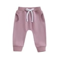 thumbnail image 1 of Douhoow Baby Boy Girl Sweatpants 0-3Y Solid Color Drawstring Elastic Jogger Pants Fall Winter Trousers, 1 of 9
