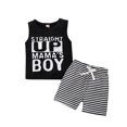 thumbnail image 1 of Douhoow Baby Boys Letter Printed Sleeveless Tops Stripe Short Set Summer Infant Boys Outfits, 1 of 6
