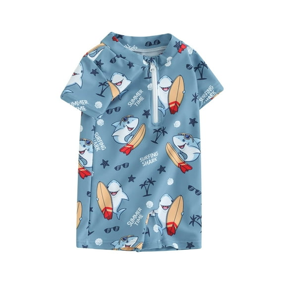 Douhoow Baby Boys Rash Guard Swimwear 3 6 12 Months 2 3 Years Toddler Cartoon Whale Print Swimsuits One Piece Short Sleeve Front Zipper Bathing Suits