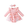 thumbnail image 1 of Douhoow Baby Christmas Romper Dress Infant Girl Long Sleeve Christmas Tree Print Jumpsuits with Headband, 1 of 9