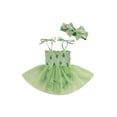 thumbnail image 1 of Douhoow Baby Girl Clover Jumpsuits 3M 6M 12M 18aM Green Shamrock Print Sleeveless Mesh Tulle Romper Dress with Headband, 1 of 9