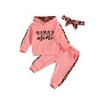 thumbnail image 1 of Douhoow Baby Girl Long-sleeved Letter Hooded Sweatshirt Leopard Stitching Pants 2Pcs Spring Clothes, 1 of 9