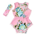 thumbnail image 1 of Douhoow Baby Girl Romper Summer Newborn Sleeveless Tassel Floral Jumpsuit + Headband, 1 of 6