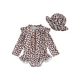 thumbnail image 1 of Douhoow Long Sleeve Flower Print with Zipper and Swim Cap Baby Girls One-Piece Swimsuit 9M-3Y, 1 of 9