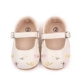 thumbnail image 1 of Douhoow Baby Girls PU Leather Shoes 6 12 18 Months Infant Flats Shoes Floral Embroidery Princess Shoes, 1 of 1