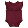 thumbnail image 1 of Douhoow Baby Girls Summer Sleeveless Romper Infant Solid Color Round Collar Ruffle Jumpsuit, 1 of 8
