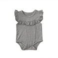 thumbnail image 1 of Douhoow Baby Girls Summer Sleeveless Romper Infant Solid Color Round Collar Ruffle Jumpsuit, 1 of 8