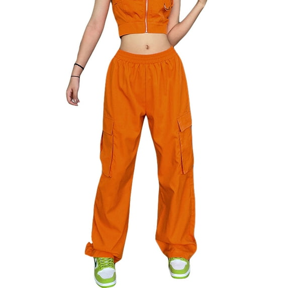 Douhoow Baggy Cargo Pants for Women Straight Leg Pants Casual Loose Trousers