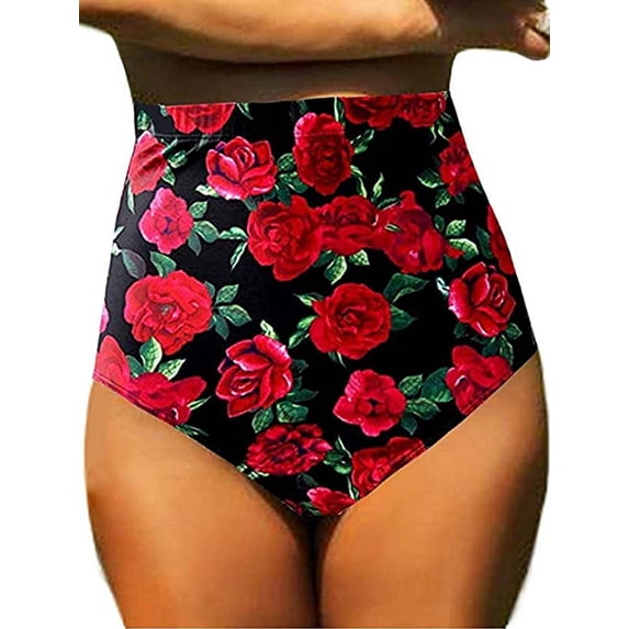 Douhoow Beach Swimwear High Waist Swim Shorts Women Floral Print Briefs Bikini Trunks Tankini
