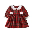 thumbnail image 1 of Douhoow Christmas Sister Matching Clothes,Baby Girl Red Plaid Doll Collar Jumpsuit/Dress, 1 of 9