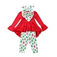 thumbnail image 1 of Douhoow Christmas Toddler Girl Clothes Ruffles Irregular Tops Long Pants Scarf 3PCS Clothing Set, 1 of 6
