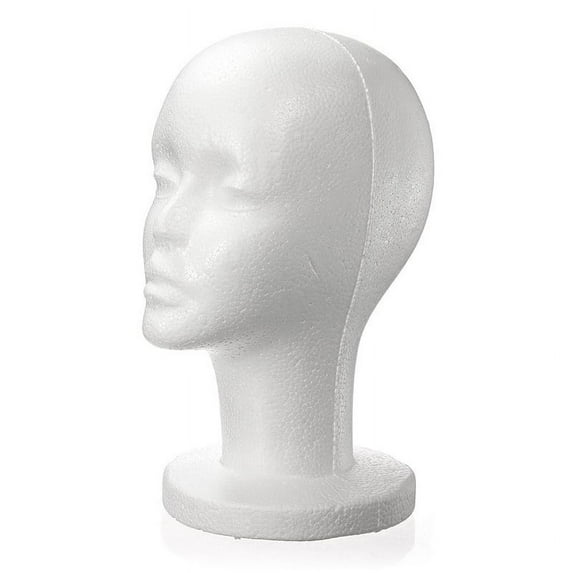 Douhoow Female White Styrofoam Mannequin Head Model Hat Wig Display Stand Holder