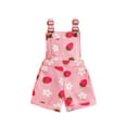 thumbnail image 1 of Douhoow Floral Denim Overalls for Kids Baby Girls Strawberry Suspender Jumpsuits Shorts 12 18 24 Months 3 4 5 6 Years Toddler Summer Pocket Rompers, 1 of 9