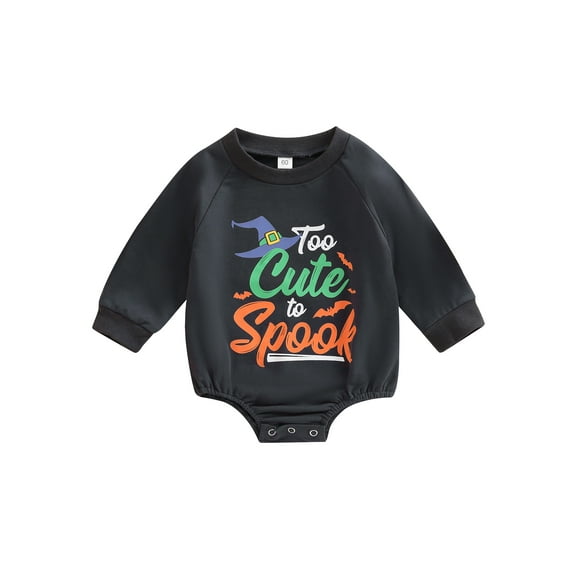 Douhoow Halloween Baby Girls Boys Rompers Pumpkin Letter Print Long Sleeve Pullover Jumpsuit