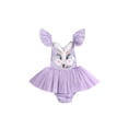 thumbnail image 1 of Douhoow Infant Baby Girls Easter Bunny Romper Dress Embroidery Fly Sleeve Tulle Bodysuit, 1 of 9