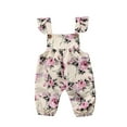 thumbnail image 1 of Douhoow Infant Baby Girls Floral Romper Strap Sleevless Ruffled Jumpsuit Newborn Sunsuit, 1 of 7