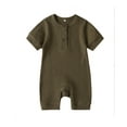 thumbnail image 1 of Douhoow Infant Baby Short Sleeve Jumpsuits Solid Color Knit Rib O Neck Button Cotton Romper, 1 of 6