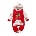 thumbnail image 1 of Douhoow Infant Christmas Romper Baby Boys Girls Festival Front Pocket Hooded Jumpsuit, 1 of 8