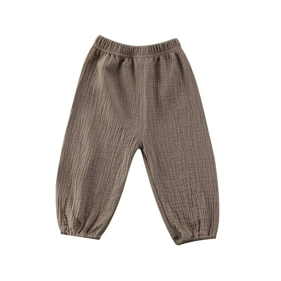 Douhoow Kids Baby Pants Wrinkled Cotton Trousers Vintage Bloomers Solid Color Pants