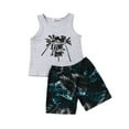 thumbnail image 1 of Douhoow Kids Boys Clothes Set Summer Toddler Sleeveless Letter Vest Leaves Shorts 2pcs Clothing, 1 of 8