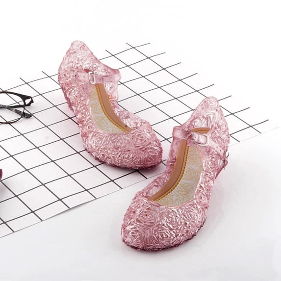 Douhoow Kids Girls Crystal Sandals Princess Jelly Shoes Girls Princess Shoes Children Dance Shoes