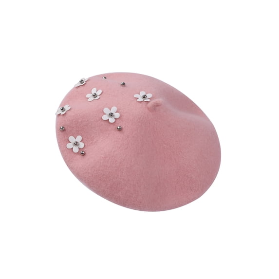 Douhoow Kids Girls Winter Warm Beret Hat Flower Ribbon Star Wool Beret Cap