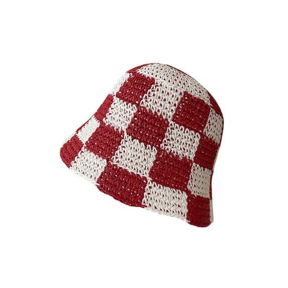 Douhoow Knitted Bucket Hat for Women Foldable Wide Brim Crochet Hat Fisherman Cap Beach Sun Hat