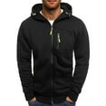 thumbnail image 1 of Douhoow Men Hooded Jacket Solid Color Long Sleeve Zipper Sweatshirt Autumn Outwear, 1 of 4