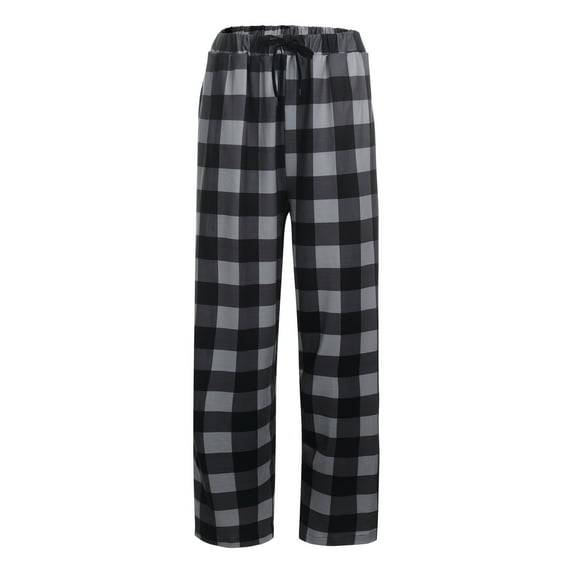Douhoow Men Plaid Sleep Pants Male Elastic Waist Pajamas Pants Home Sleepwear Lounge Pants