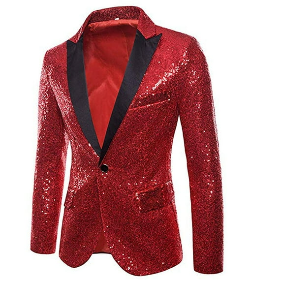 Douhoow Men Sequins Blazer Gentleman Formal Coat Stage Performer Host Tuxedos