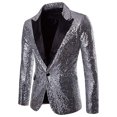 thumbnail image 1 of Douhoow Men Sequins Blazer Gentleman Formal Coat Stage Performer Host Tuxedos, 1 of 5
