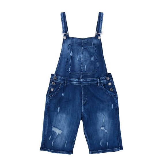 Douhoow Men Suspender Pants Denim Jeaans Slim Destroyed Pockets Adjustable Straps Overalls S-2XL