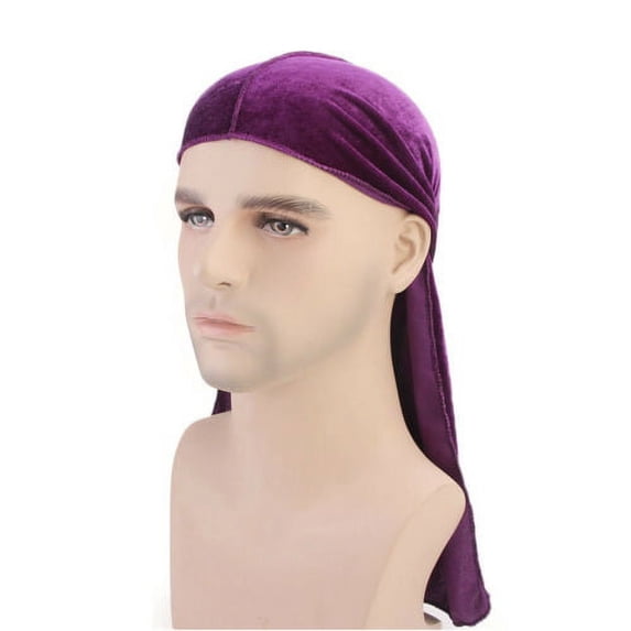 Douhoow Men Women Velvet Breathable Bandanna Hat Turban Cap Long-Tail Headwrap Hat