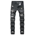 thumbnail image 1 of Douhoow Men's Ripped Skinny Jeans Frayed Destroyed Trousers Denim Pants S-3XL, 1 of 4