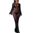 thumbnail image 1 of Douhoow Mesh Long Dress for Women Crochet Beach Coverups Long Sleeve See Through Backless Dress, 1 of 6