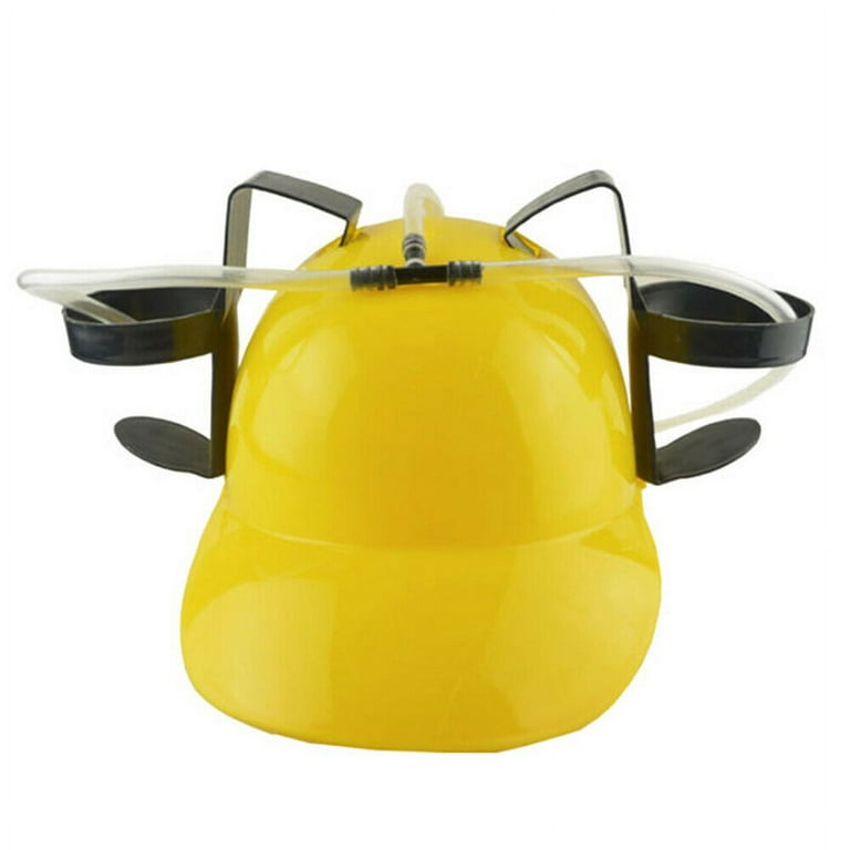 Douhoow Miners Drinking Hat Lazy Lounge Beer Soda Guzzler Helmet Creative Party Handsfree Drink Toy, Size: One size, Yellow