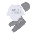 thumbnail image 1 of Douhoow Newborn Baby Boy Clothing Set Little Brother Romper Elastic Trousers Plain Hat, 1 of 8