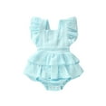 thumbnail image 1 of Douhoow Newborn Baby Girl Bodysuits Ruffle Short Sleeve Solid Backless Bodysuit Jumpsuit Sunsuit, 1 of 8