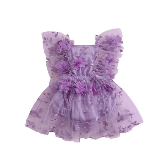 Douhoow Newborn Baby Girl Princess Romper Infant Floral Tulle Romper Dress Summer Sleeveless Backless Jumpsuits
