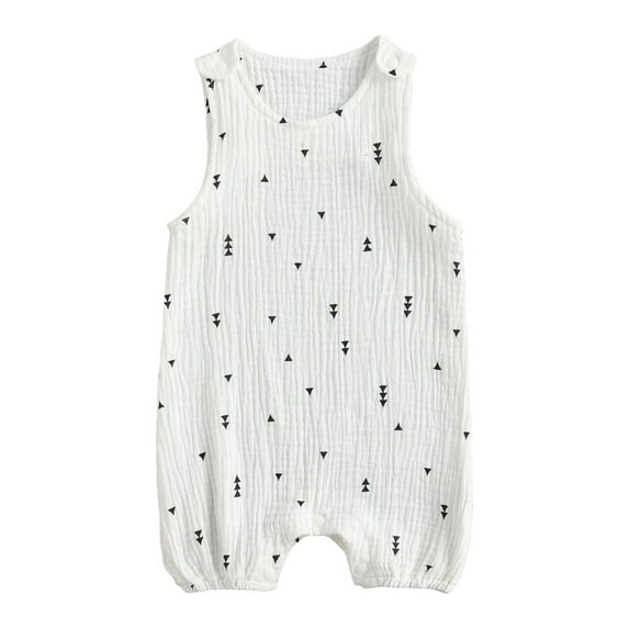 Douhoow Newborn Baby Sleeveless Carrot Print Romper Summer Cotton Linen Bodysuit