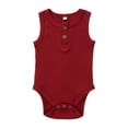 thumbnail image 1 of Douhoow Newborn Baby Sleeveless Romper Summer Infant Solid Color Ribbed O Neck Cotton Jumpsuit, 1 of 5