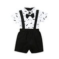 thumbnail image 1 of Douhoow Summer Baby Boy Short Sleeve Mustache Bow Romper Suspender Shorts,2PCS Outfit Set,0-24 M, 1 of 9