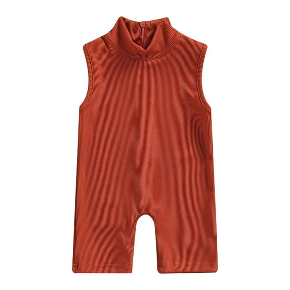 Douhoow Summer Toddler Girls Jumpsuits Pants Solid Sleeveless Back Zipper Elastic Playsuits 0-5Y