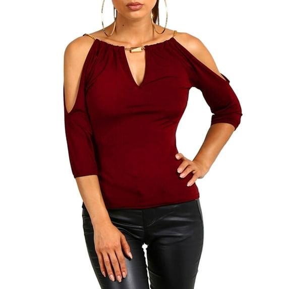 Douhoow Summer Women Cotton T-shirt O neck Short sleeve Off shoulder Loose Top